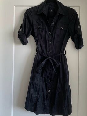 Banana Republic Black Safari Shirt Dress with Tie Waist